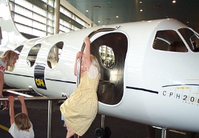 Johanna playing at the Copenhagen airport while waiting for our flight to Seattle