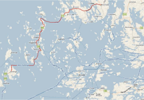 Our route from the mainland to our cabing on the island of Kumlinge