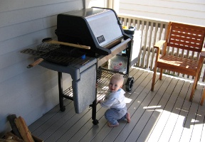 Antti investigating our grill