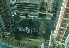 Looking towards street level from the hotel