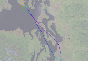 Our route from Renton Field to Friday Harbor and back on July 14th