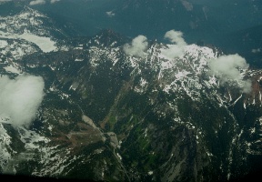 The Alpental parking lot and surrounding mountains