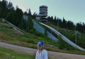 Johanna with the Ounasvaara ski jump hill in the background