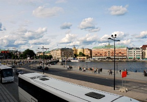 View back towards the Grand Hotel from the steps of the Royal Palace