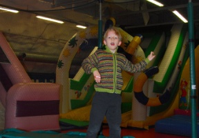 Tuomas at Leikkiluola ( which means playing cave; it's a kids playing area built under ground in a bomb shelter)