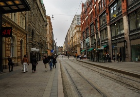 Aleksanterinkatu, where Mikko, Tuomas and Antti waited for tram 3T to get to Kaivopuisto.