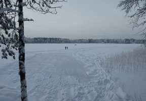 Minna and the boys on Lake Ouluvesi