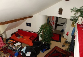 Looking down from the loft where the boys slept
