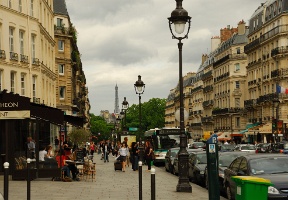 The Eiffel tower visible from the Panthéon