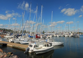 The HSK Marina in Lauttasaari, Helsinki, where the fall boat show was held