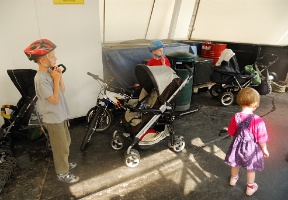 On the Suomenlinna ferry; Tuomas and Antti took their bikes along.