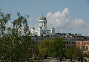 View towards the Helsinki Cathedral from the Katajanokka area of Helsinki