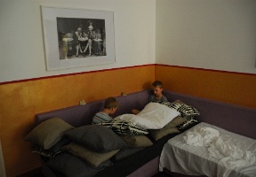 The boys playing a card game