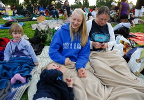 Elsa, Antti, Johanna and Amy waiting for the fireworks to start.