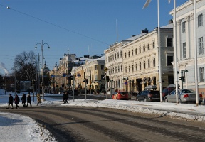 View along Pohjois-Esplanadi street in Helsinki