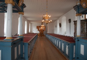 The original church was destroyed during WW II but has been restored to its original form with the help of old photographs.