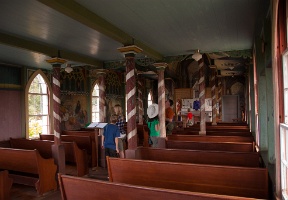 The church is known for its paintings by Father John Velghe who, without any professional training, painted the interior over a period of 4 years at the beginning of the 20th century