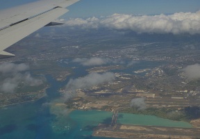 Pearl Harbor in the center of the picture