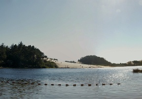 Cleawox lake with the dunes on the opposite side of the lake