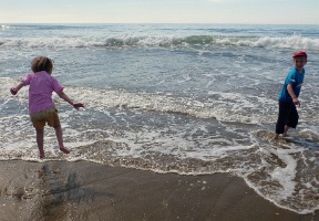 Elsa jumping over waves