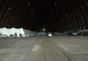 Looking into the hangar
