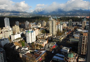 Looking north from our hotel room towards Grouse Mountain.