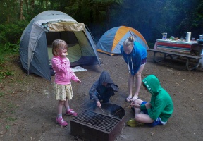 Getting ready to roast marshmallows at Cape Lookout state park