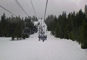 On the Silver Fir lift on a wet Sunday in early February