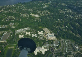 Flying over Microsoft campus