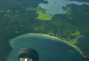 In the San Juan Islands: flying over Upright Channel, just south of Shaw Island