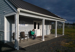 Tuomas sitting in front of the Pilot Welcome Center