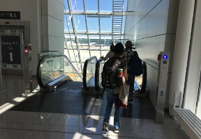 Going to the gate for our flight to Helsinki at the Munich airport