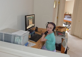 Elsa playing on the computer