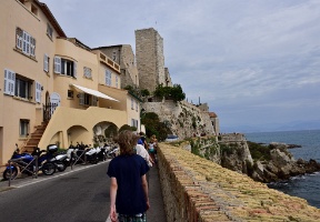 Walking along the side of a very narrow road